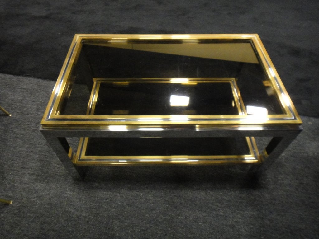 Willy Rizzo Style Glass and Metal Coffee Table (Moderne der Mitte des Jahrhunderts)