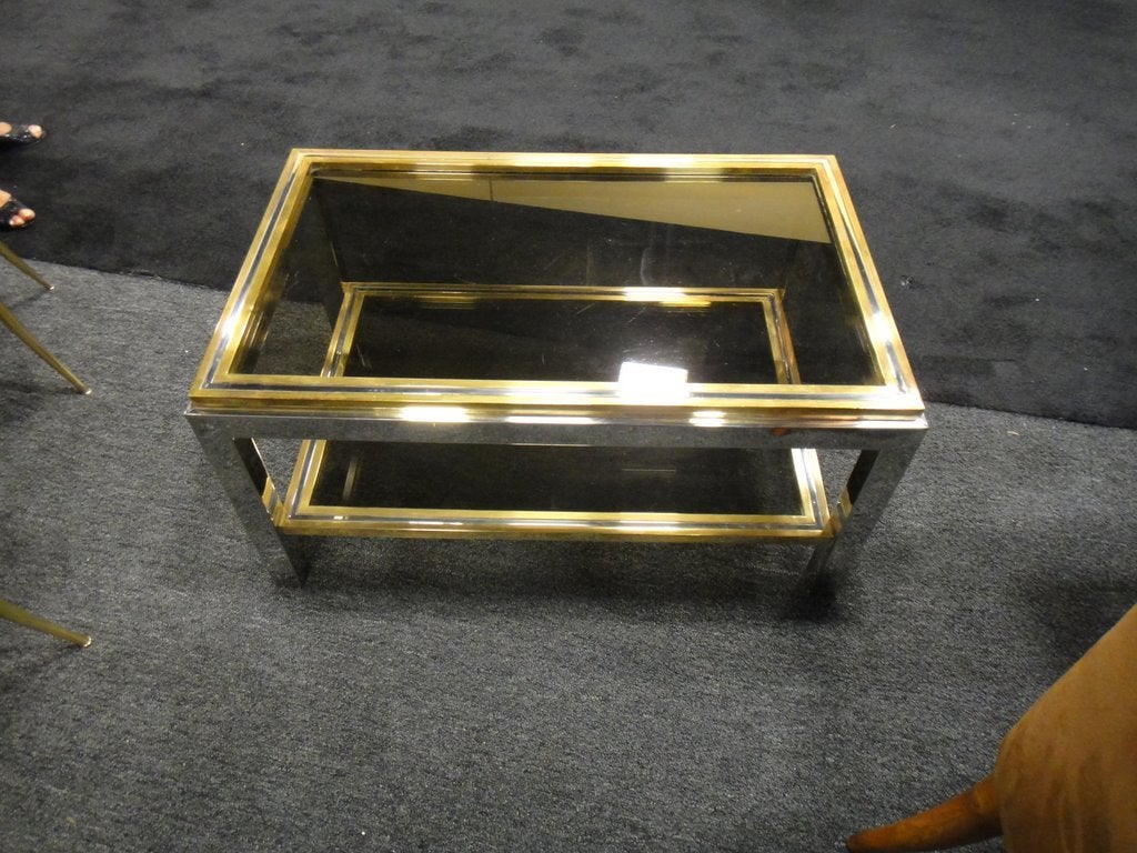 Willy Rizzo Style Glass and Metal Coffee Table (Italienisch)