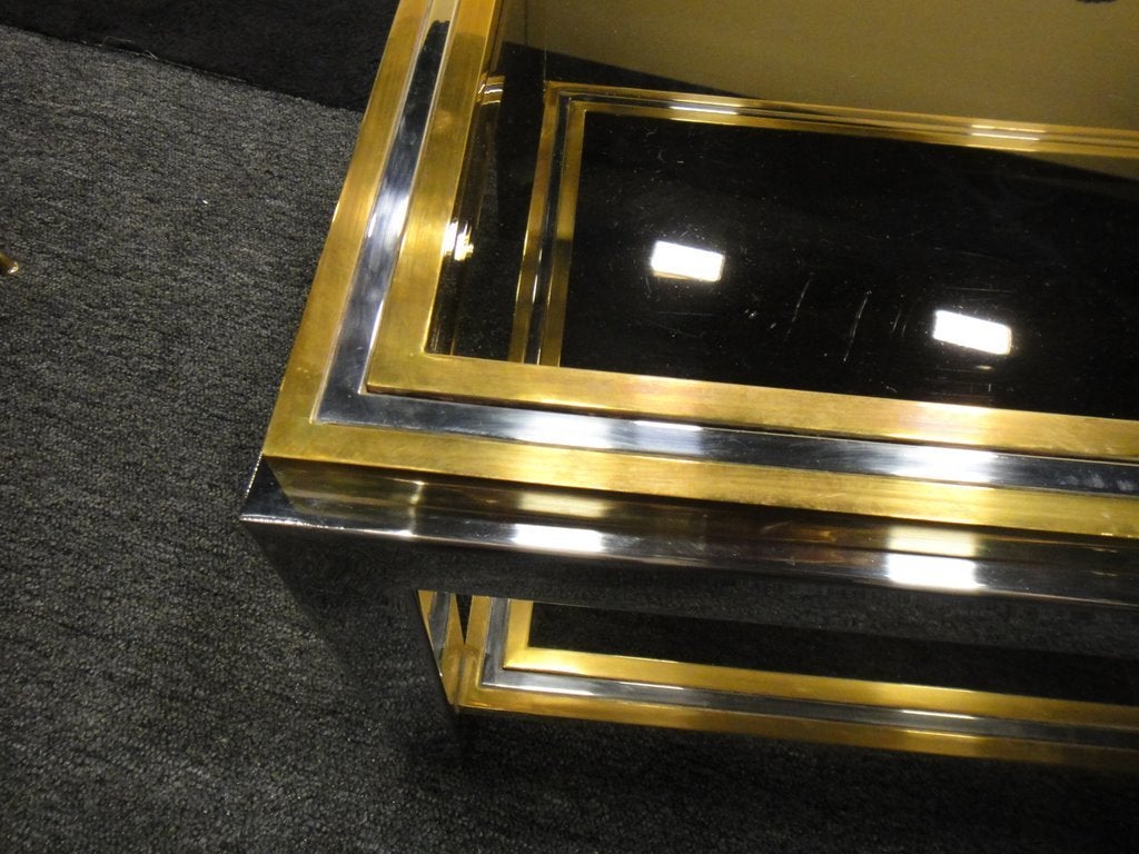 Willy Rizzo Style Glass and Metal Coffee Table im Zustand „Gut“ in Miami, FL