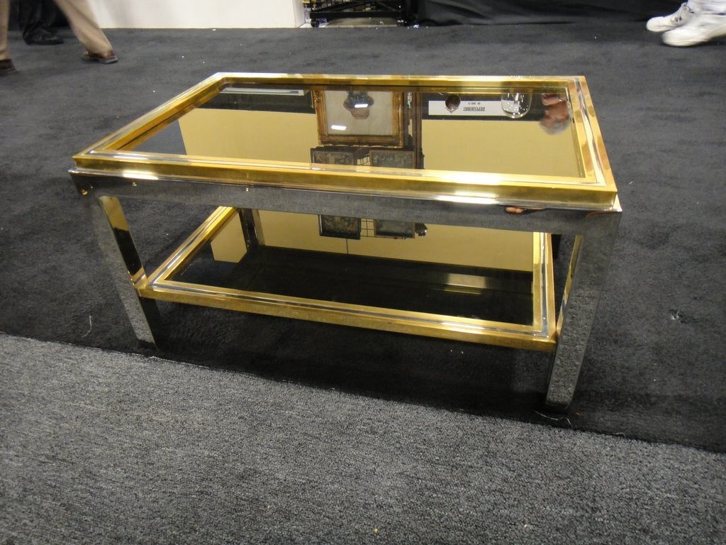 Willy Rizzo Style Glass and Metal Coffee Table (Ende des 20. Jahrhunderts)