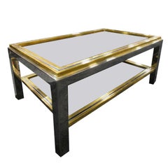 Willy Rizzo Style Glass and Metal Coffee Table