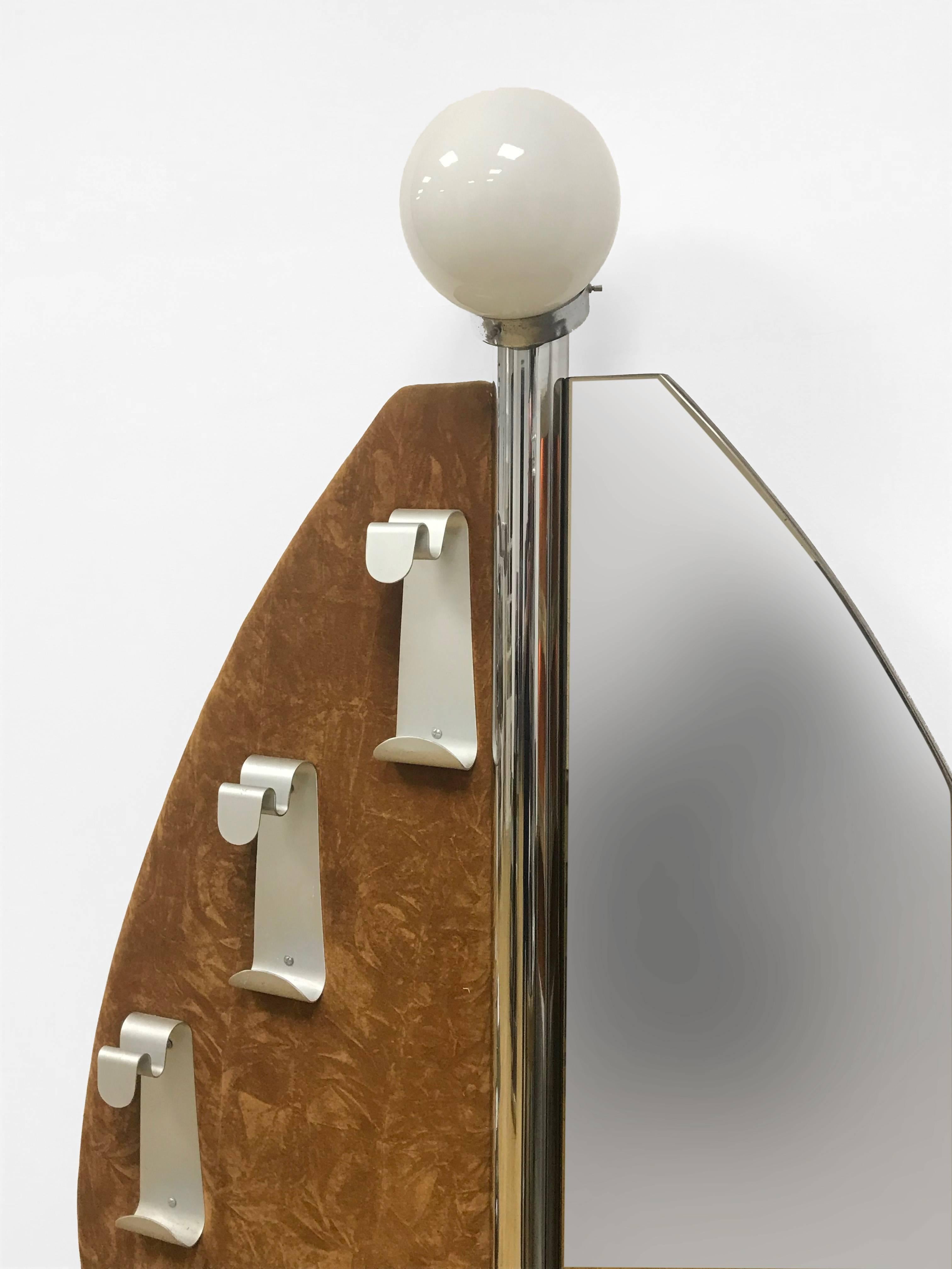 Willy Rizzo Style, Hanger with Light and Mirror, Umbrella Stand, Italy, 1970s 1