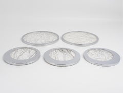 Willy Rizzo Style Ice Effect Lucite et Chrome Barware Sous-verres set de 5 pièces
