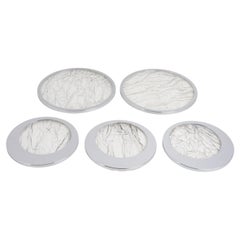 Willy Rizzo Style Ice Effect Lucite et Chrome Barware Sous-verres set de 5 pièces