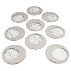 Posavasos de Lucita y Cromo Efecto Hielo Estilo Willy Rizzo, 9 piezas