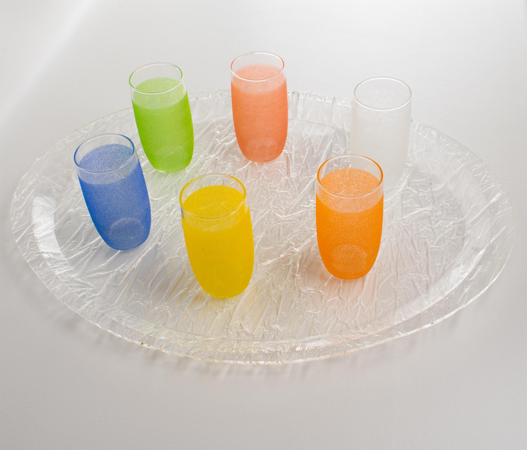 Plateau de bar ovale en lucite effet glace de style Willy Rizzo Excellent état - En vente à Atlanta, GA