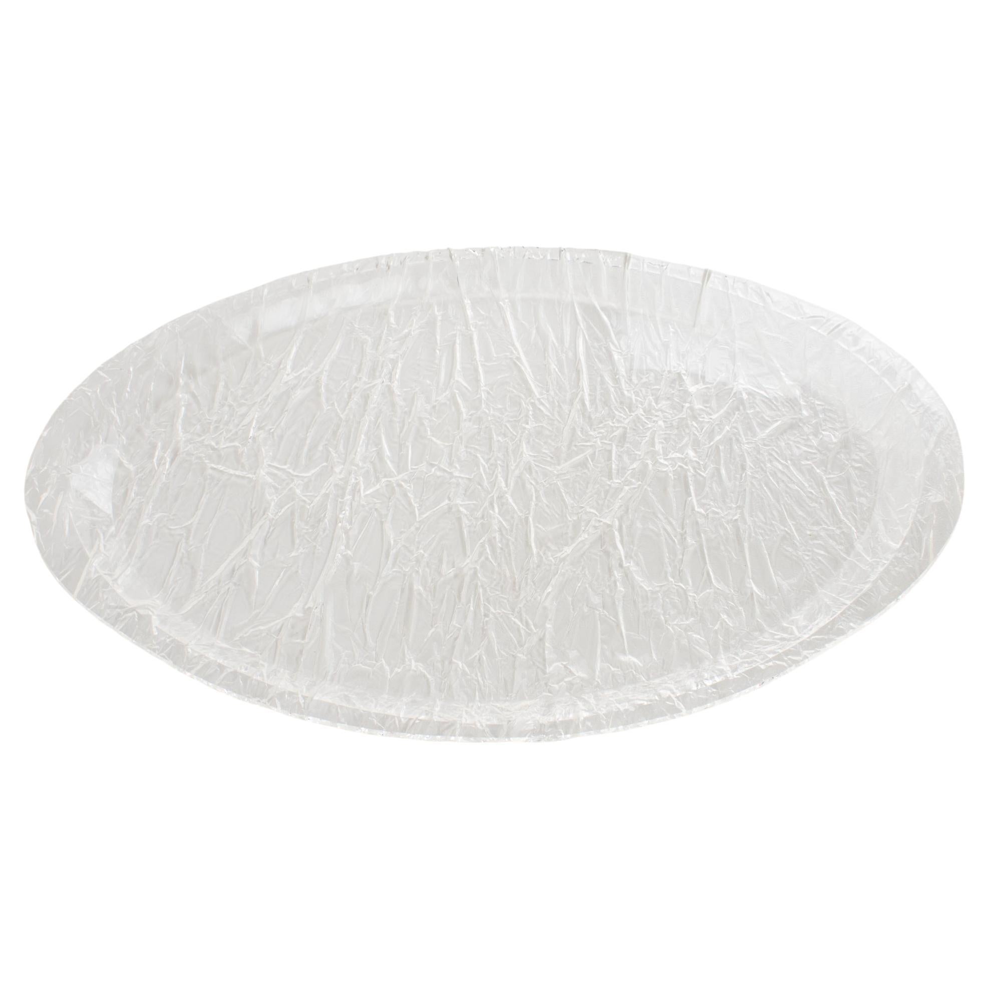 Willy Rizzo Style Ice Effect Lucite Barware Oval Butler Tray For Sale