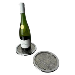 Willy Rizzo Style Ice Effect Lucite Bottle coasters, Set of 2, Italy, circa 1970