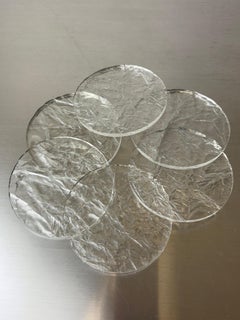 Willy Rizzo Style Ice Effect Lucite Coasters, Set of 6, Italy, 1970's
