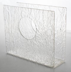 Willy Rizzo Style Ice Effect Lucite Magazine Rack, circa 1970