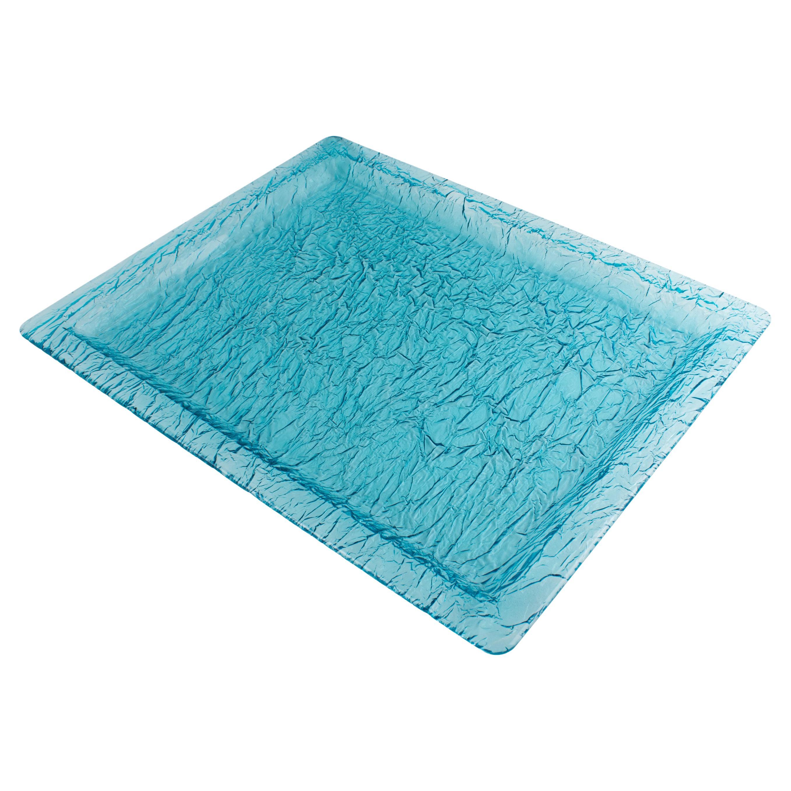 Willy Rizzo Style Ice Effect Turquoise Lucite Barware Serving Tray For Sale