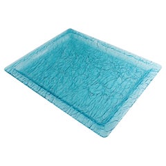 Willy Rizzo Style Ice Effect Turquoise Lucite Barware Serving Tray