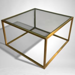 Willy Rizzo Style Italian Brass And Smoked Glass Coffee Table