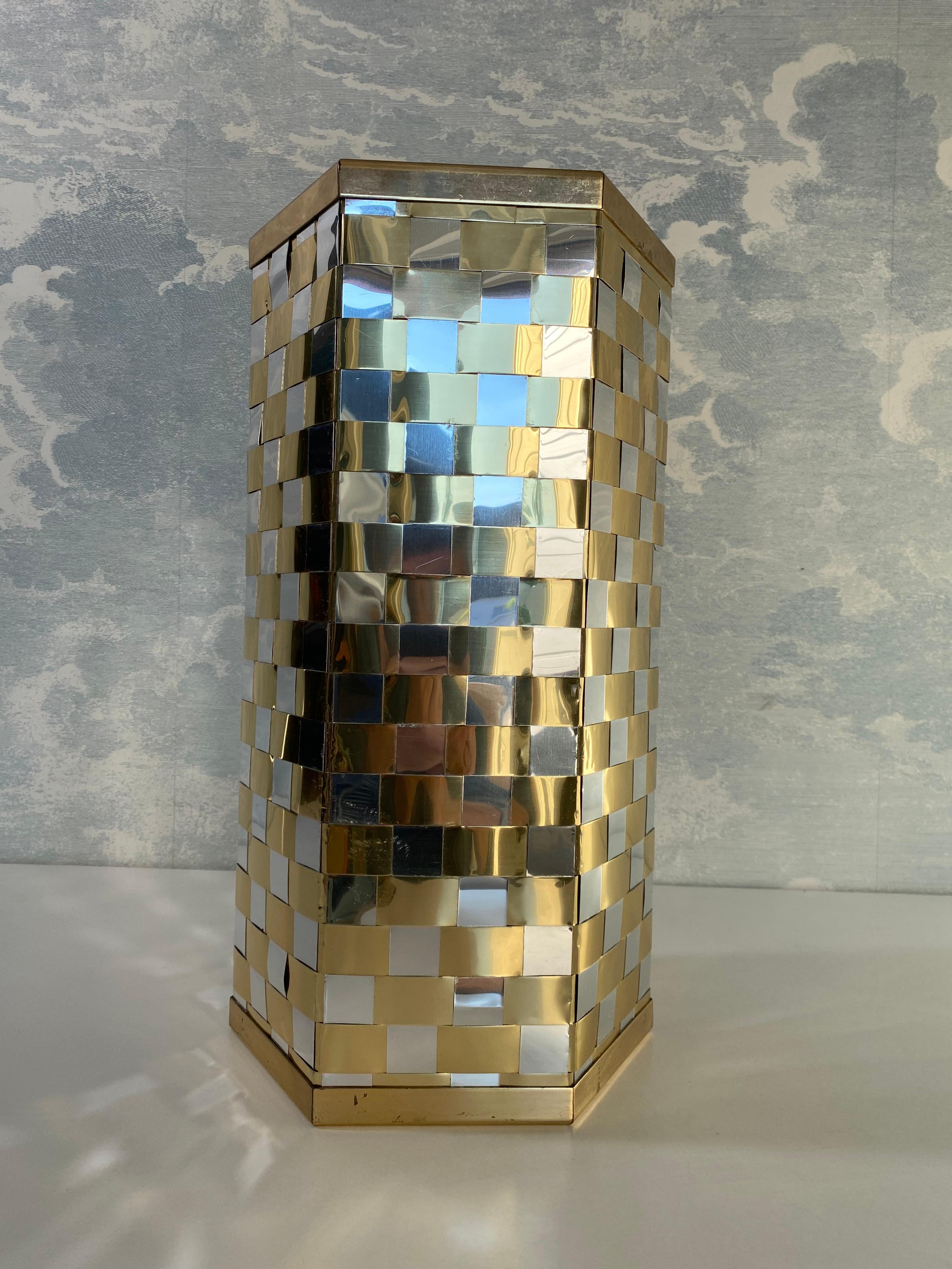 Willy Rizzo Stil Italienisch Mid Century Hexagonal Bicolor Umbrella Stand 70s im Angebot 3