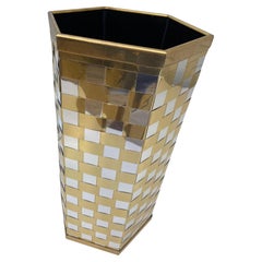 Willy Rizzo Style Italian Mid Century Hexagonal Bicolor Umbrella Stand 70s