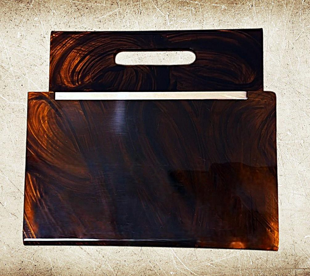 Willy Rizzo Style Italian Tortoiseshell Plexiglass And Brass Magazine Rack For Sale 4