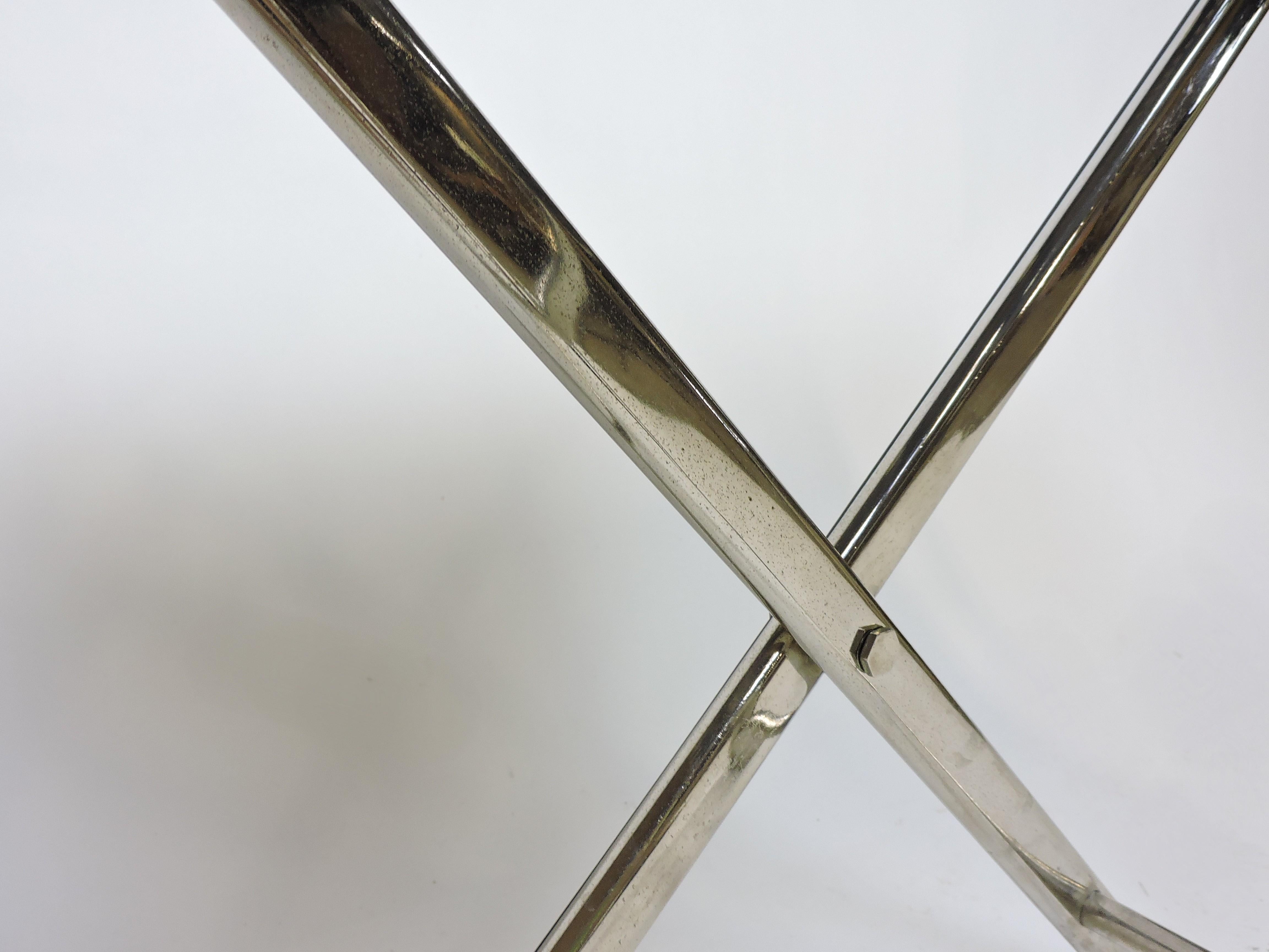 Midcentury Chrome Bar or Butlers Tray Table with Folding Stand Willy Rizzo Style 2
