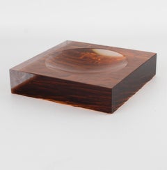 Willy Rizzo Style Mid-Century Lucite Ice Effect Ashtray, Desk Tidy, Catchall
