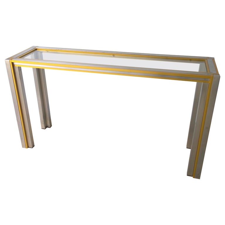 Willy Rizzo Style Mid-Century Modern Italian Brass, Steel and Glass ...