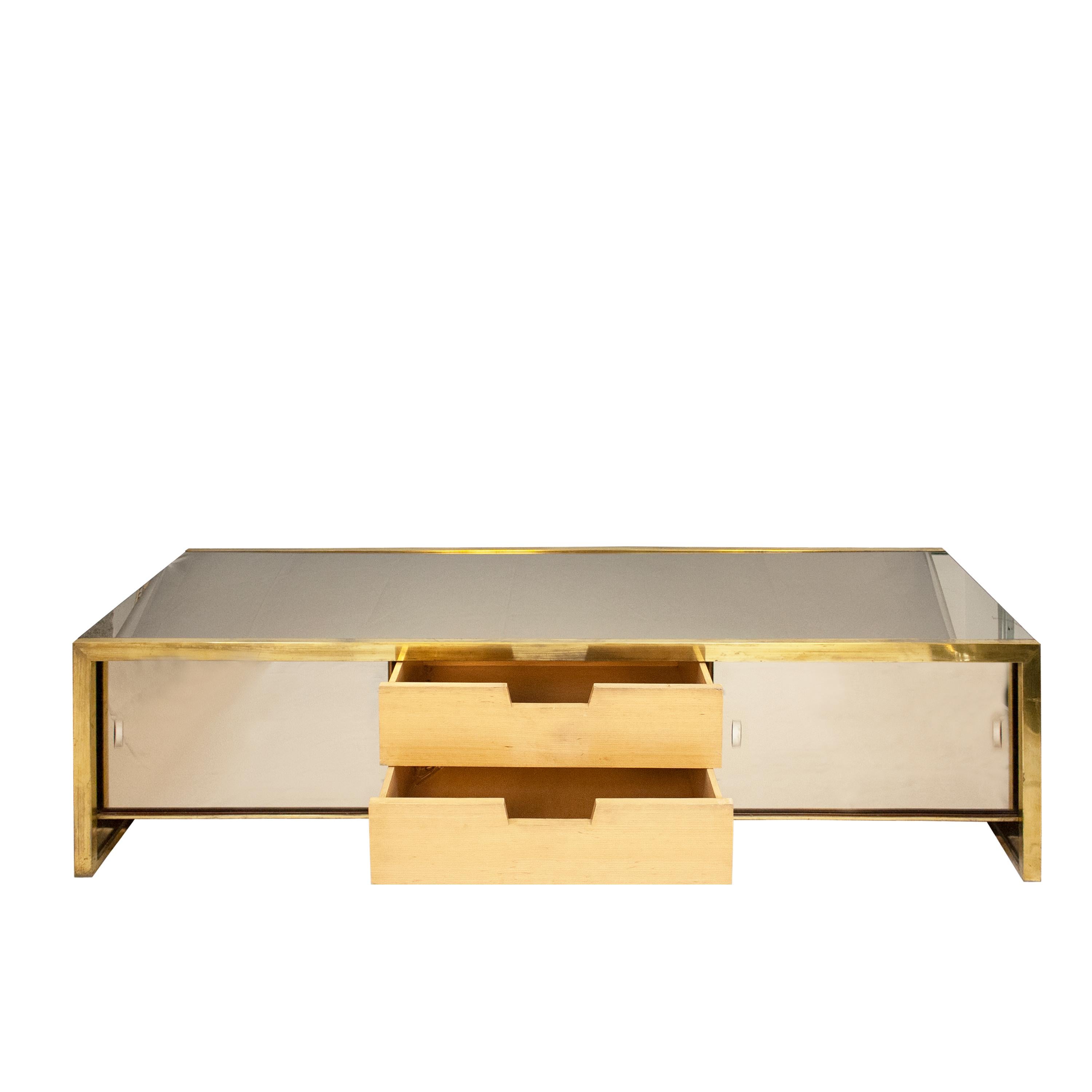 Late 20th Century Willy Rizzo Style Mid-Century Three-Door Mirrored Sideboard, Italy, 1970