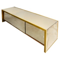 Willy Rizzo Style Mid-Century Three-Door Mirrored Sideboard, Italy, 1970