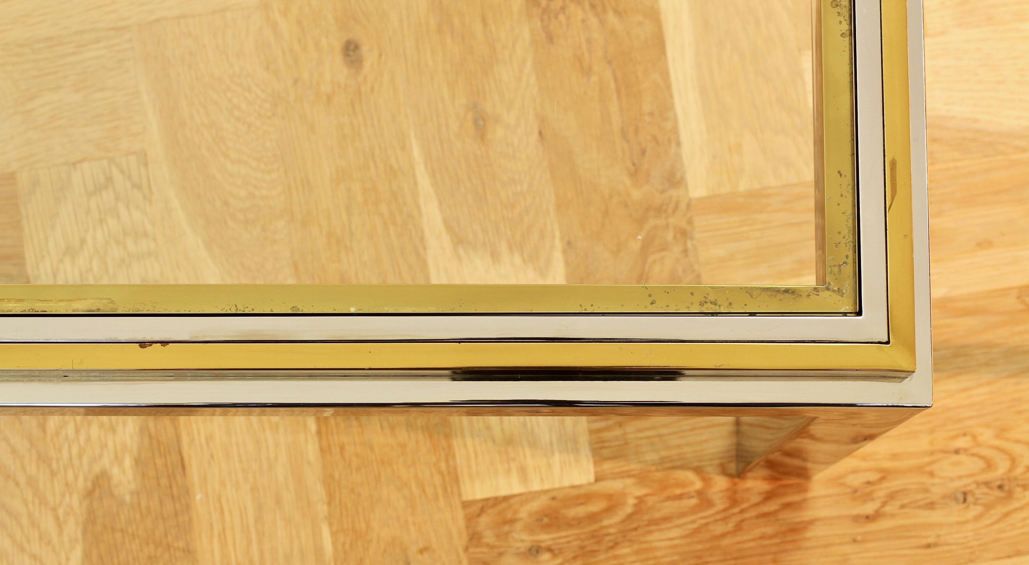 20th Century Willy Rizzo Style Midcentury Brass and Chrome Bicolor Coffee Table, circa 1970s