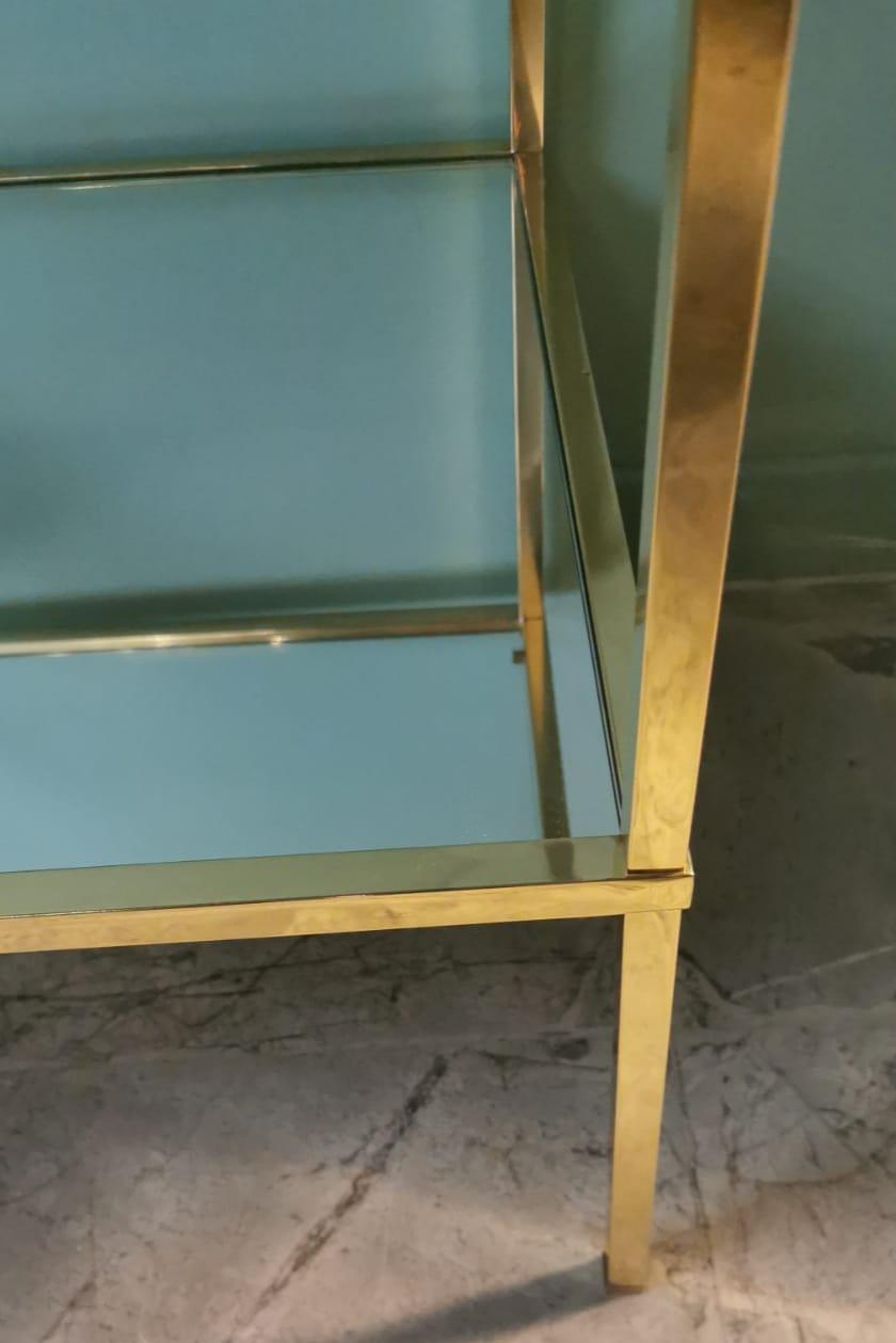 Paar italienische Couchtische aus Messing im italienischen Willy Rizzo-Stil mit Glas- und Spiegelplatten im Angebot 8