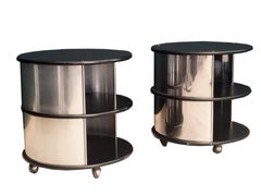 Paire de style Willy Rizzo  Tables basses en bois et aluminium, Italie années 1970
