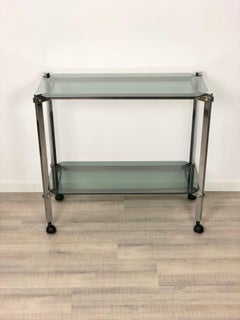 Willy Rizzo style Serving Cart Trolley in Chrome and Smoked Glass, Italy, 1970s