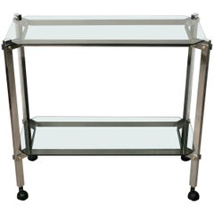 Vintage Willy Rizzo style Serving Cart Trolley in Chrome and Smoked Glass, Italy, 1970s