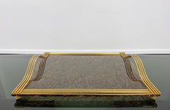 Willy Rizzo Style Serving Tray in Ice Effect Lucite and Golden Metal Italy 1970s