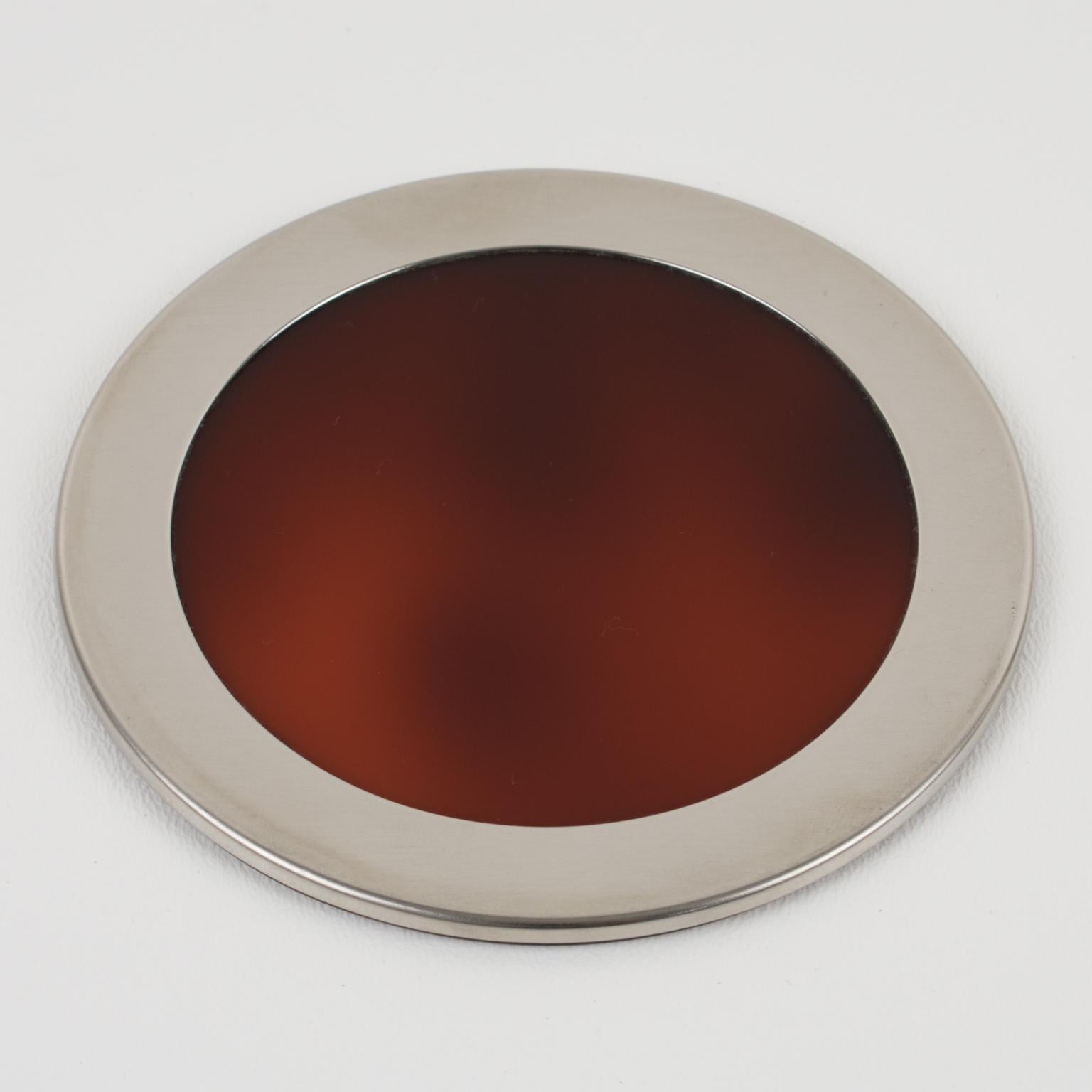 Willy Rizzo Style Tortoise Lucite Chrome Coasters set of 9 pieces 1