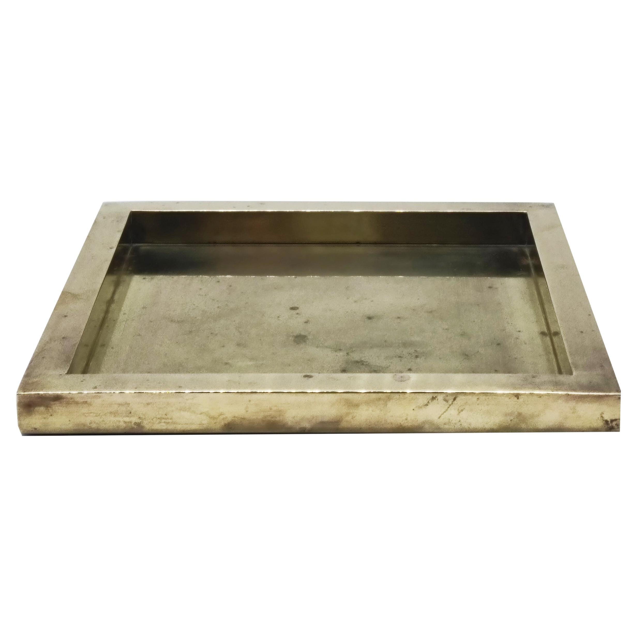 Willy Rizzo Svuotatasche Quadrato in Ottone, Italien 1970er Jahre