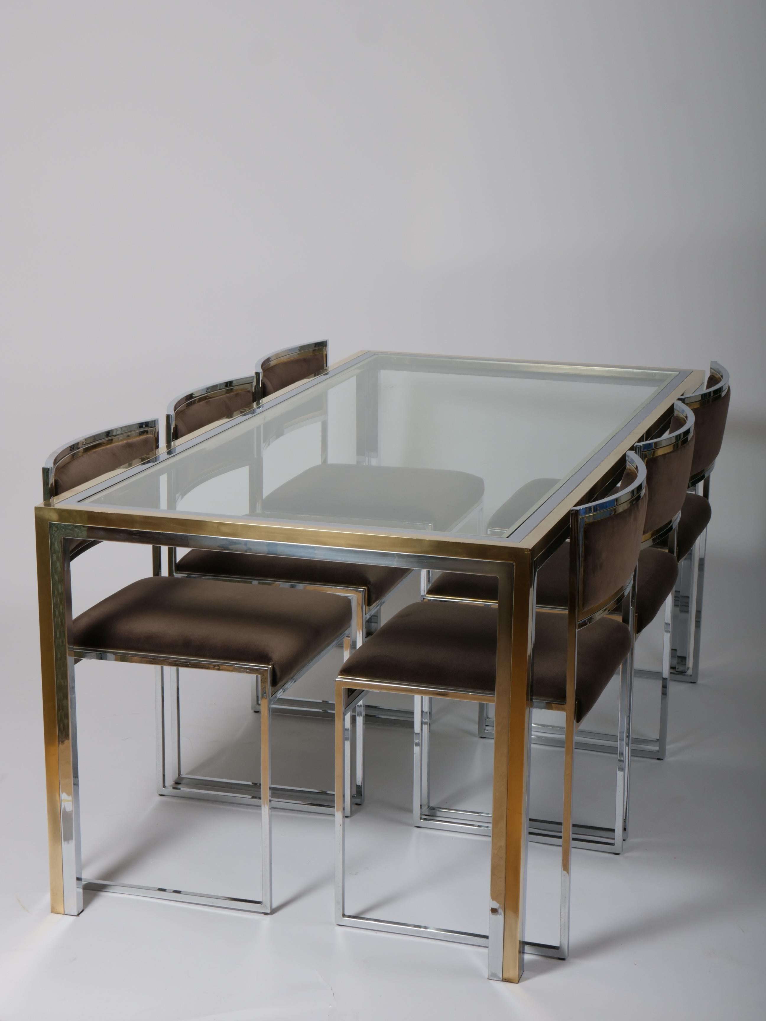 italien Table et six chaises Willy Rizzo. Italie c1970 en vente