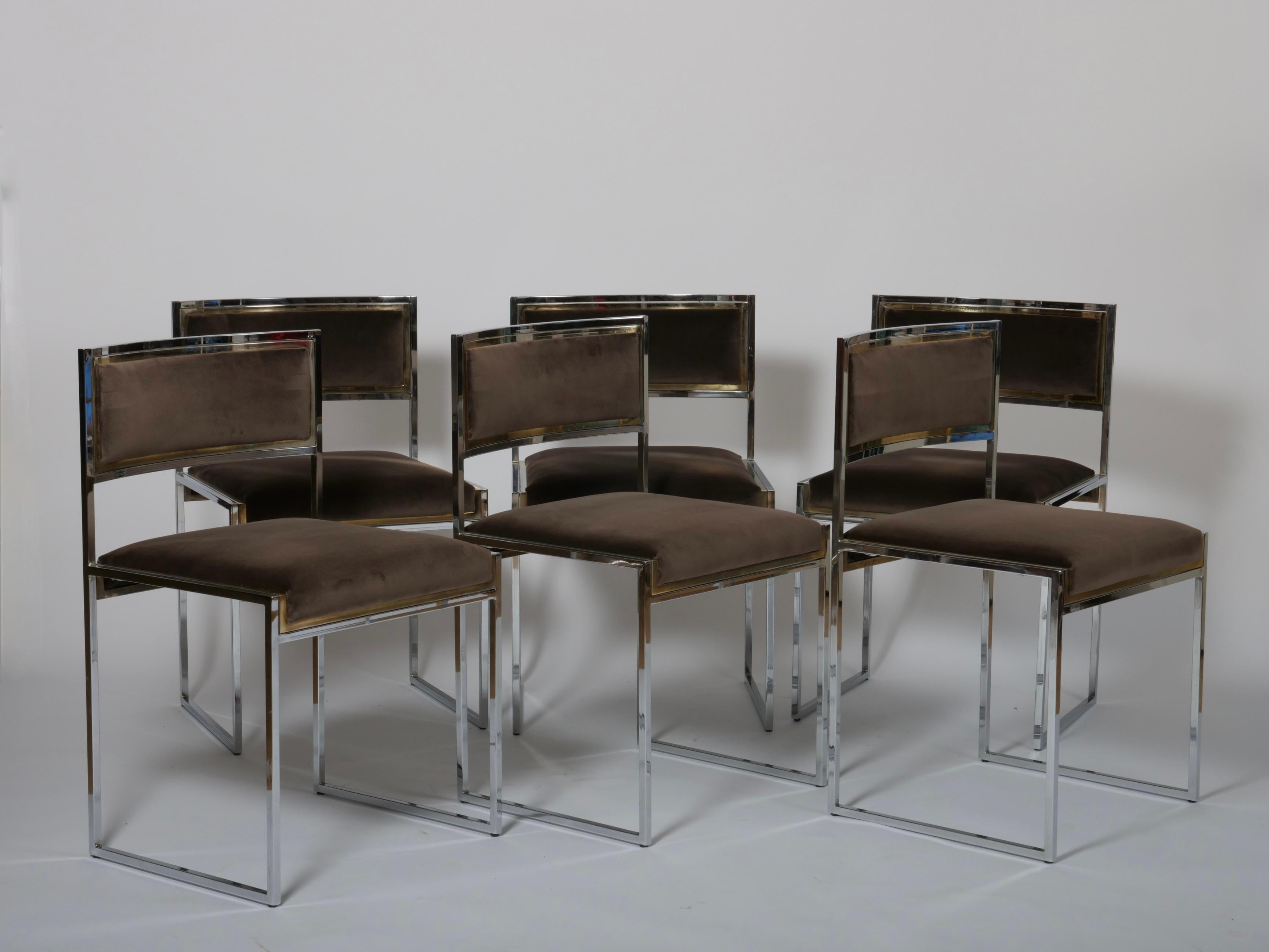 Table et six chaises Willy Rizzo. Italie c1970 Bon état - En vente à London, GB