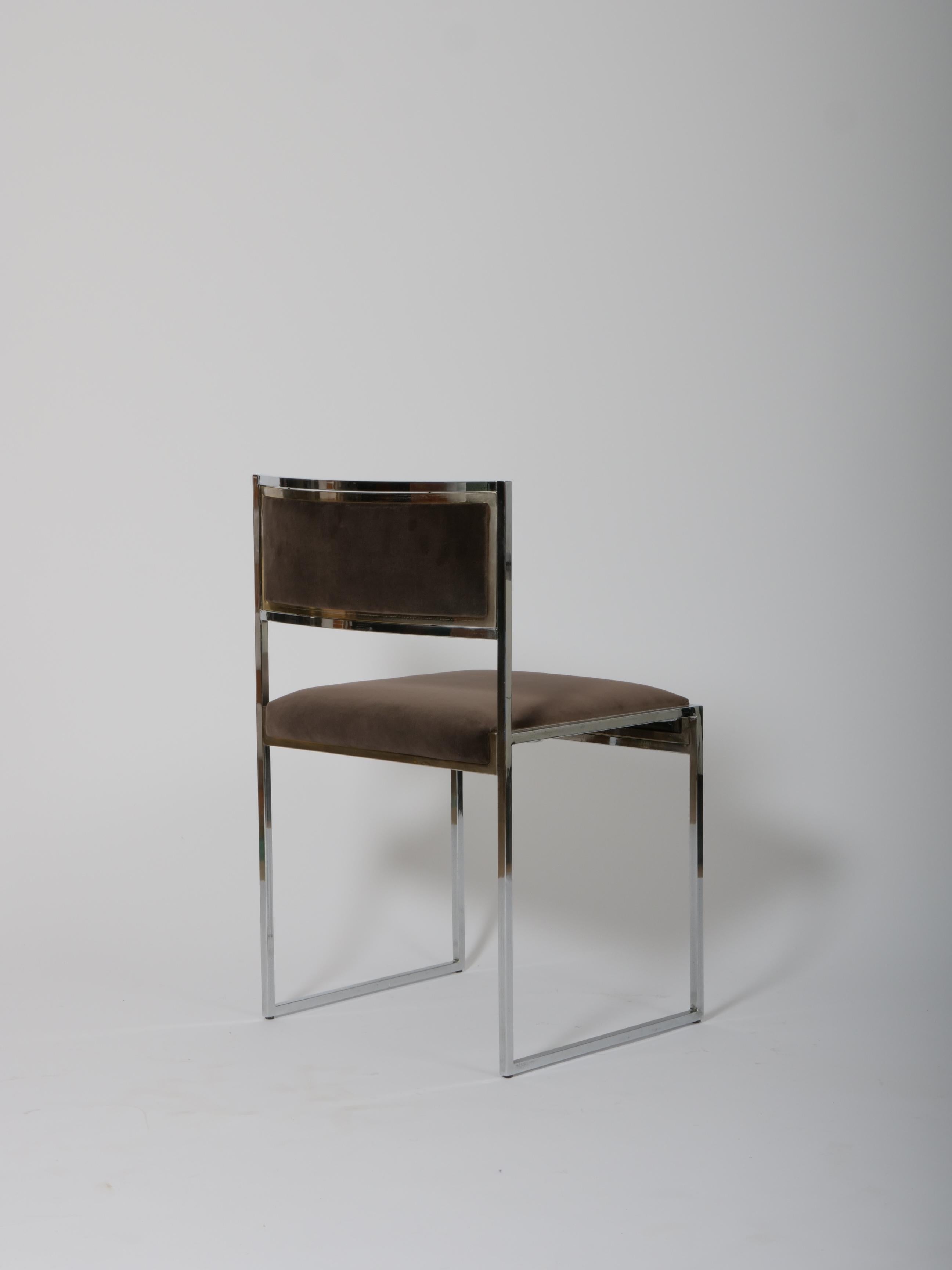 Laiton Table et six chaises Willy Rizzo. Italie c1970 en vente