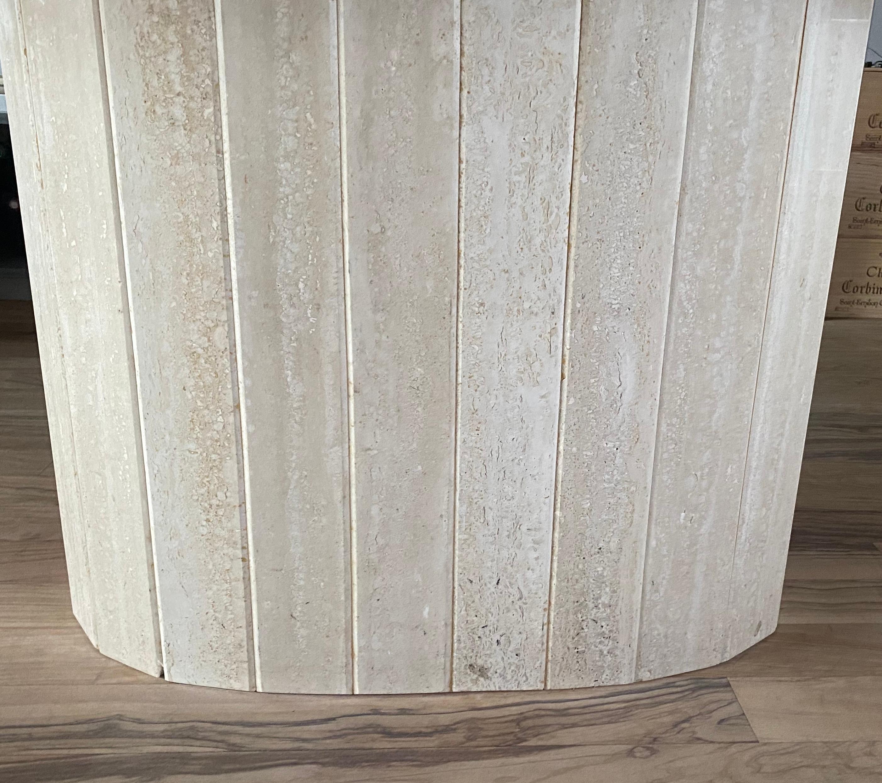 Willy Rizzo Table Dining Room Table Barrel Shape Travertine and Brass, 1975 8