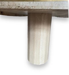 Willy Rizzo Table Dining Room Table Barrel Shape Travertine and Brass, 1975