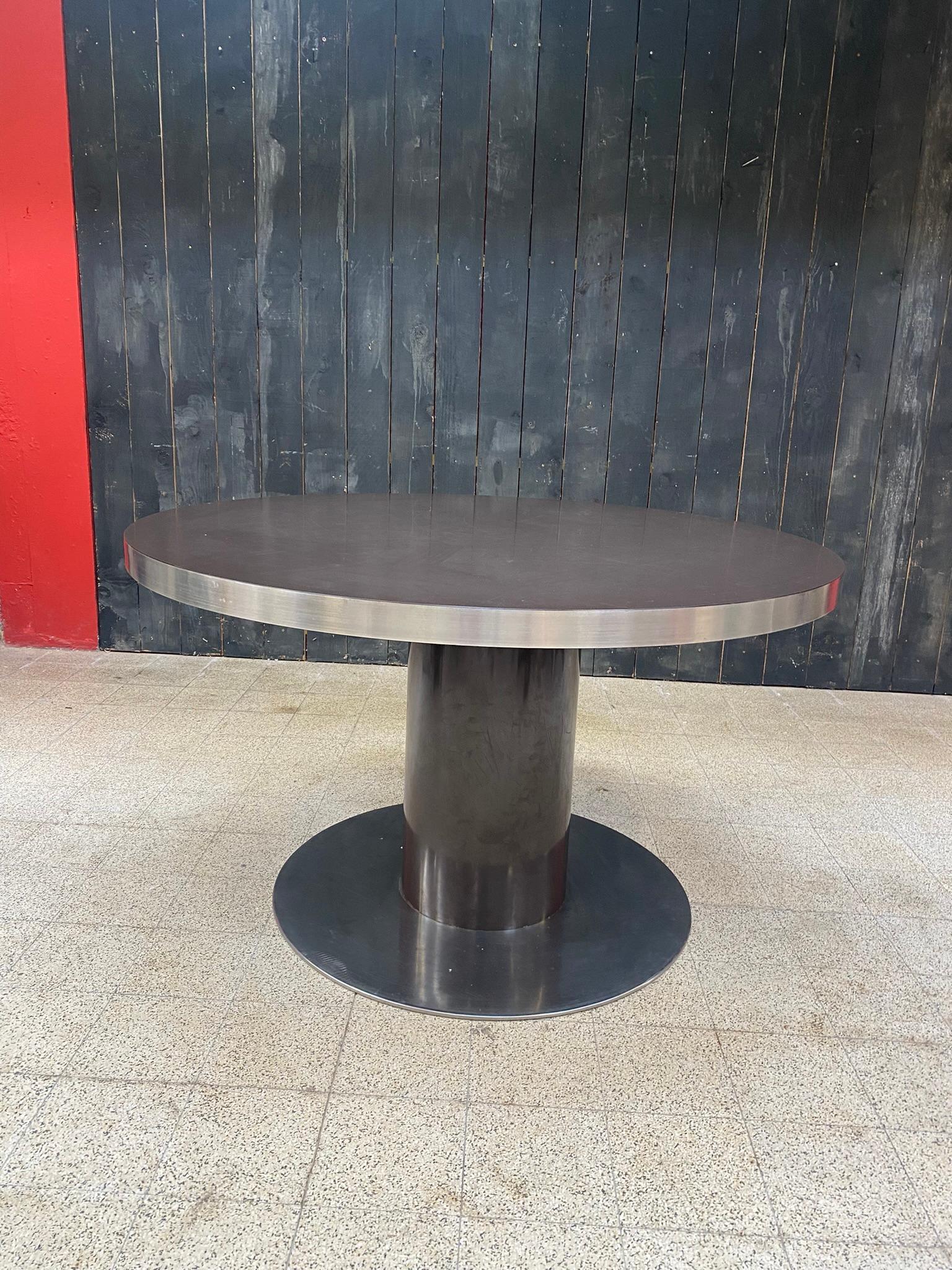italien Willy Rizzo, table en bois laqué et acier pour Mario Sabot, Italie en vente