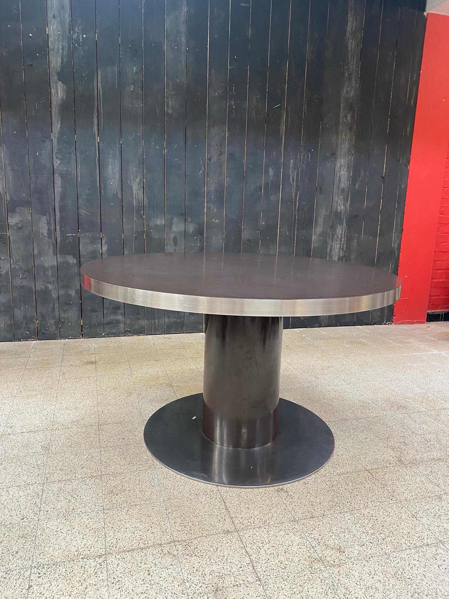 Willy Rizzo, table in Lacquered Wood and steel for Mario Sabot, Italy In Good Condition For Sale In Mouscron, WHT