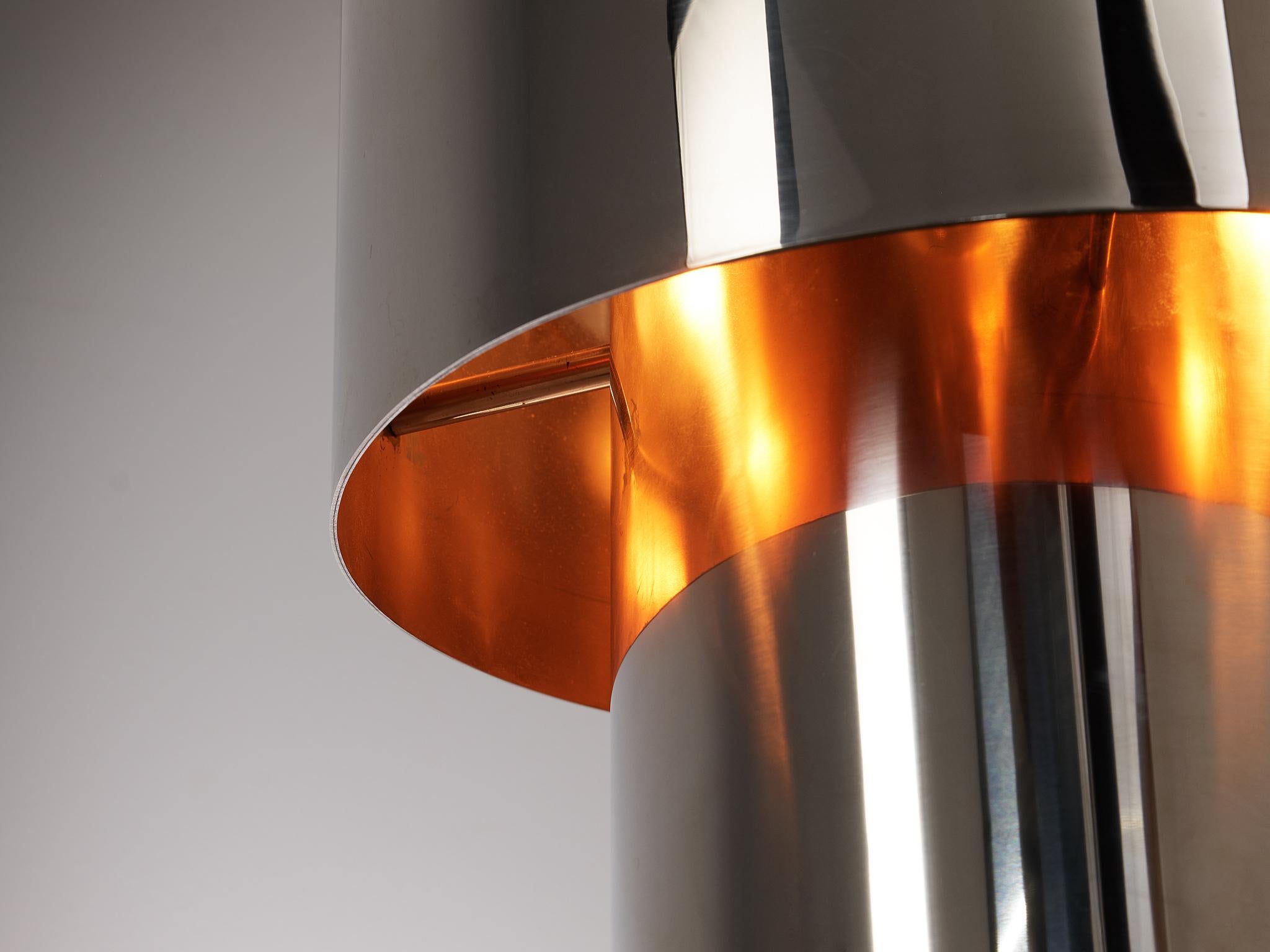 Italian Willy Rizzo Table Lamp in Chrome and Copper
