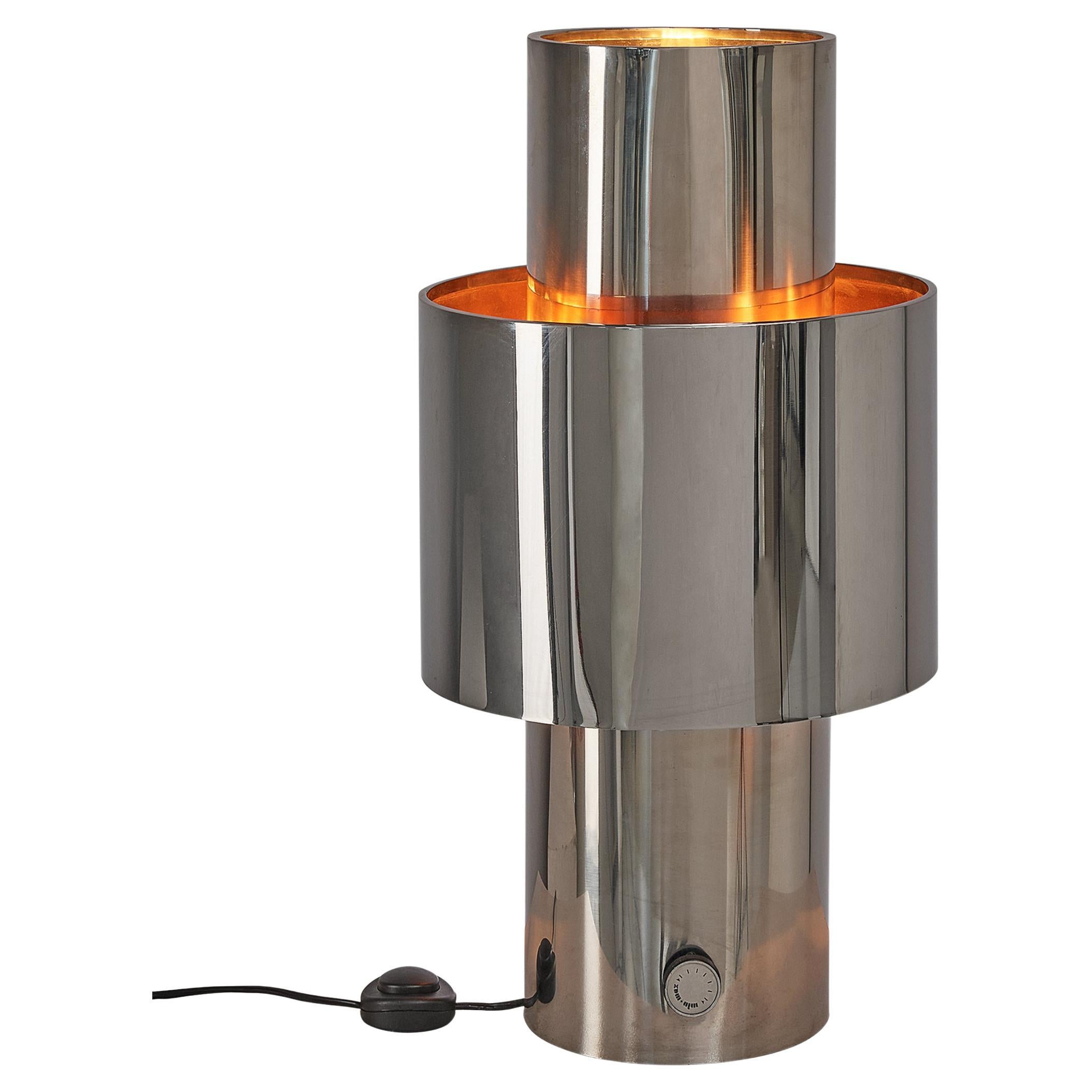 Willy Rizzo Table Lamp in Chrome and Copper