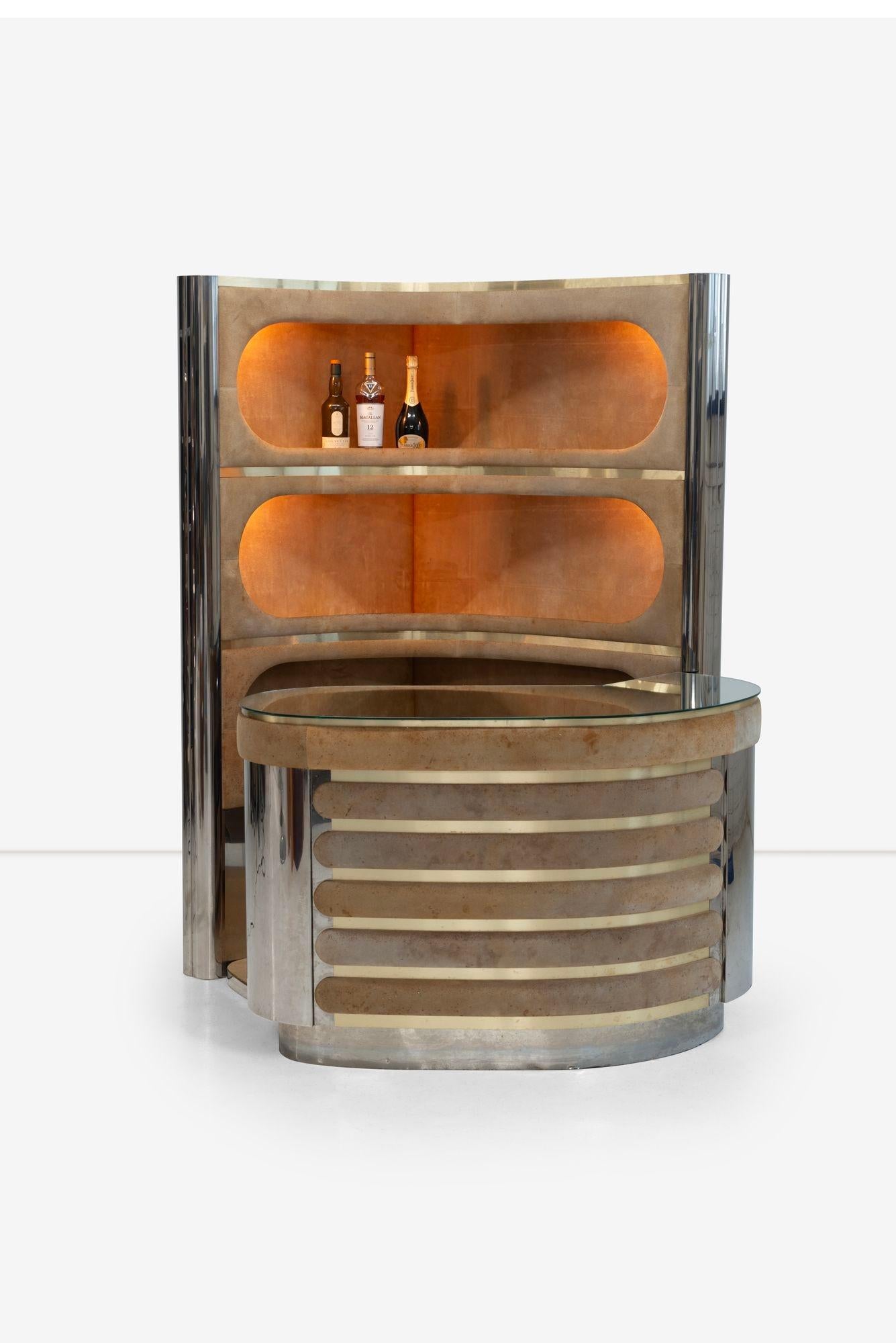 Appliqué Willy Rizzo Three Piece Bar Set with Counter Stool