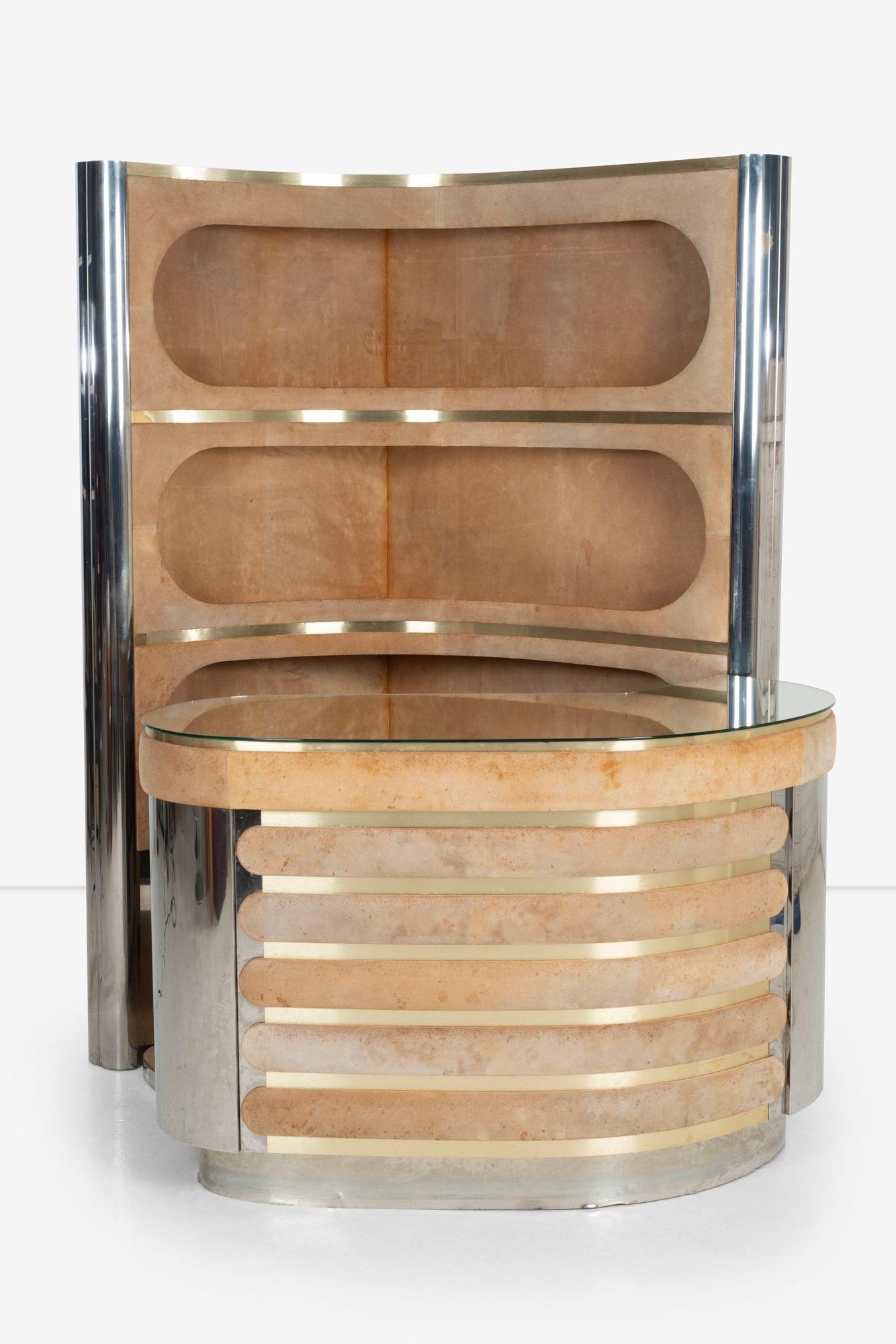 Brass Willy Rizzo Three Piece Bar Set with Counter Stool