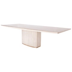 Willy Rizzo Travertine and Brass Dining Table, 1970s
