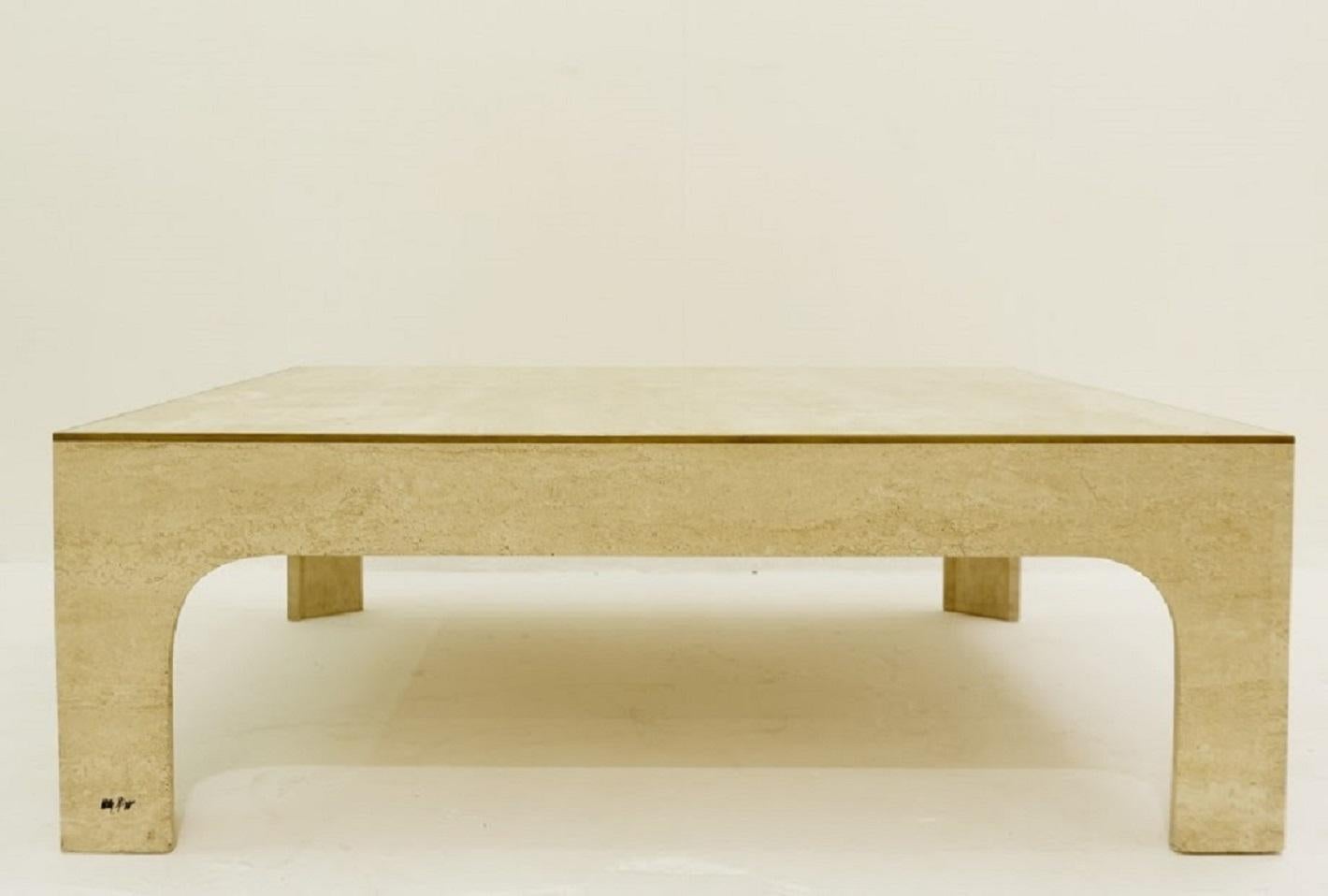 Willy Rizzo travertine coffee table, 1970s.