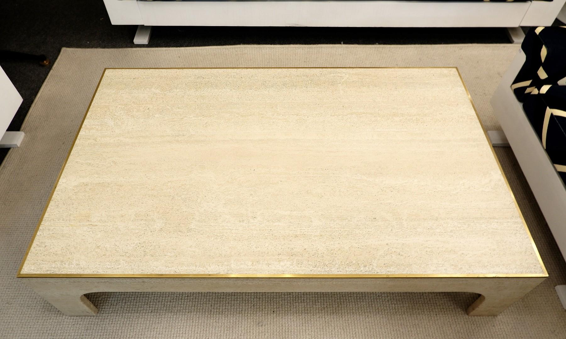 Late 20th Century Willy Rizzo Travertine Coffee Table, 1970s