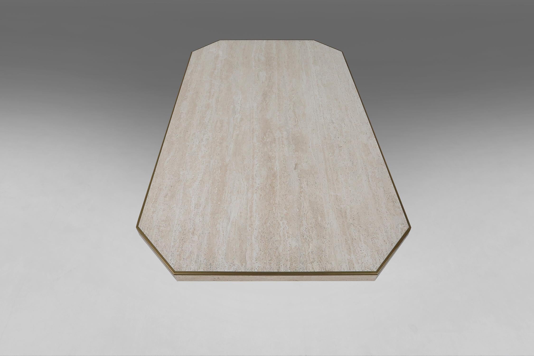 Willy Rizzo style Travertine Coffee Table For Sale 3