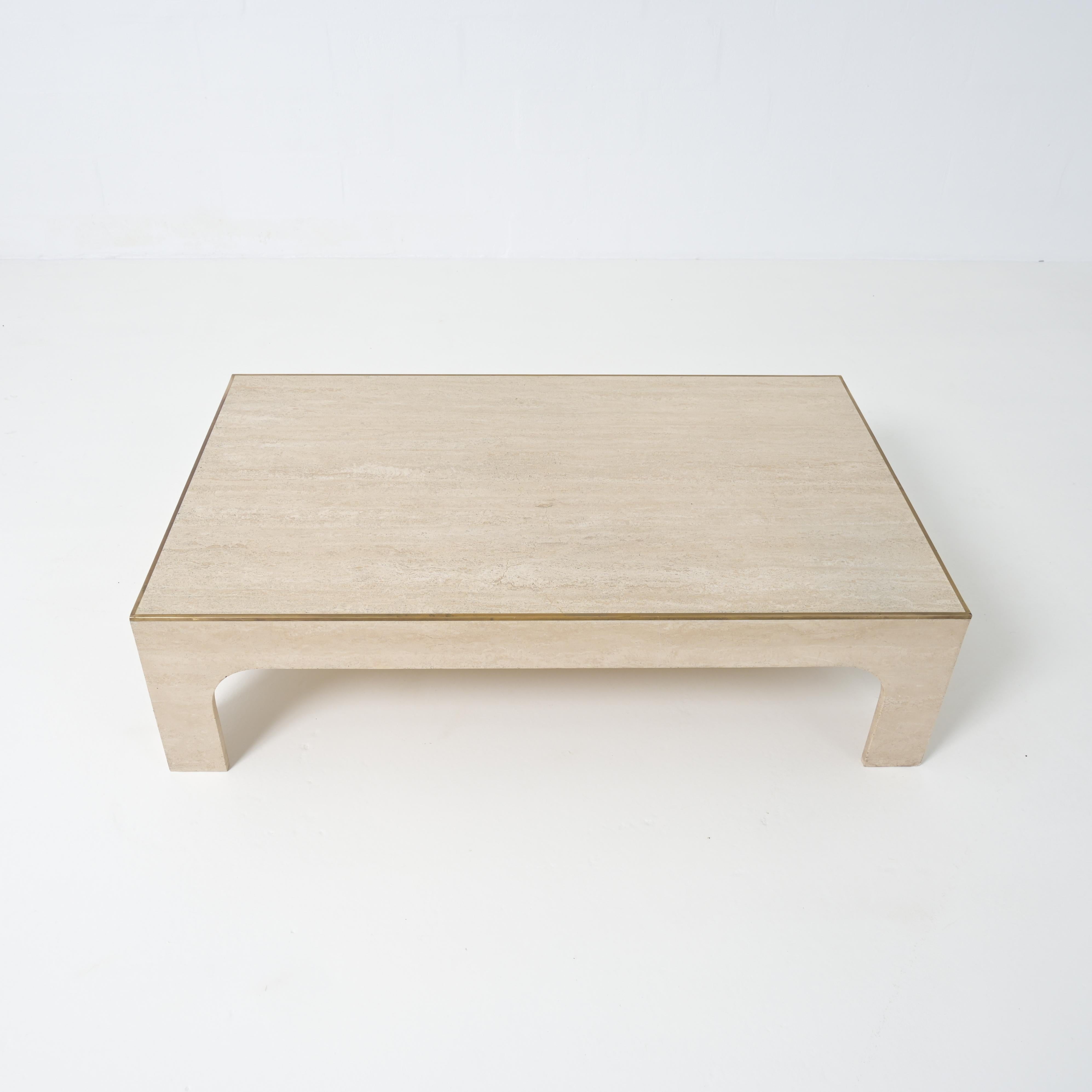 Willy Rizzo travertine coffee table For Sale 4