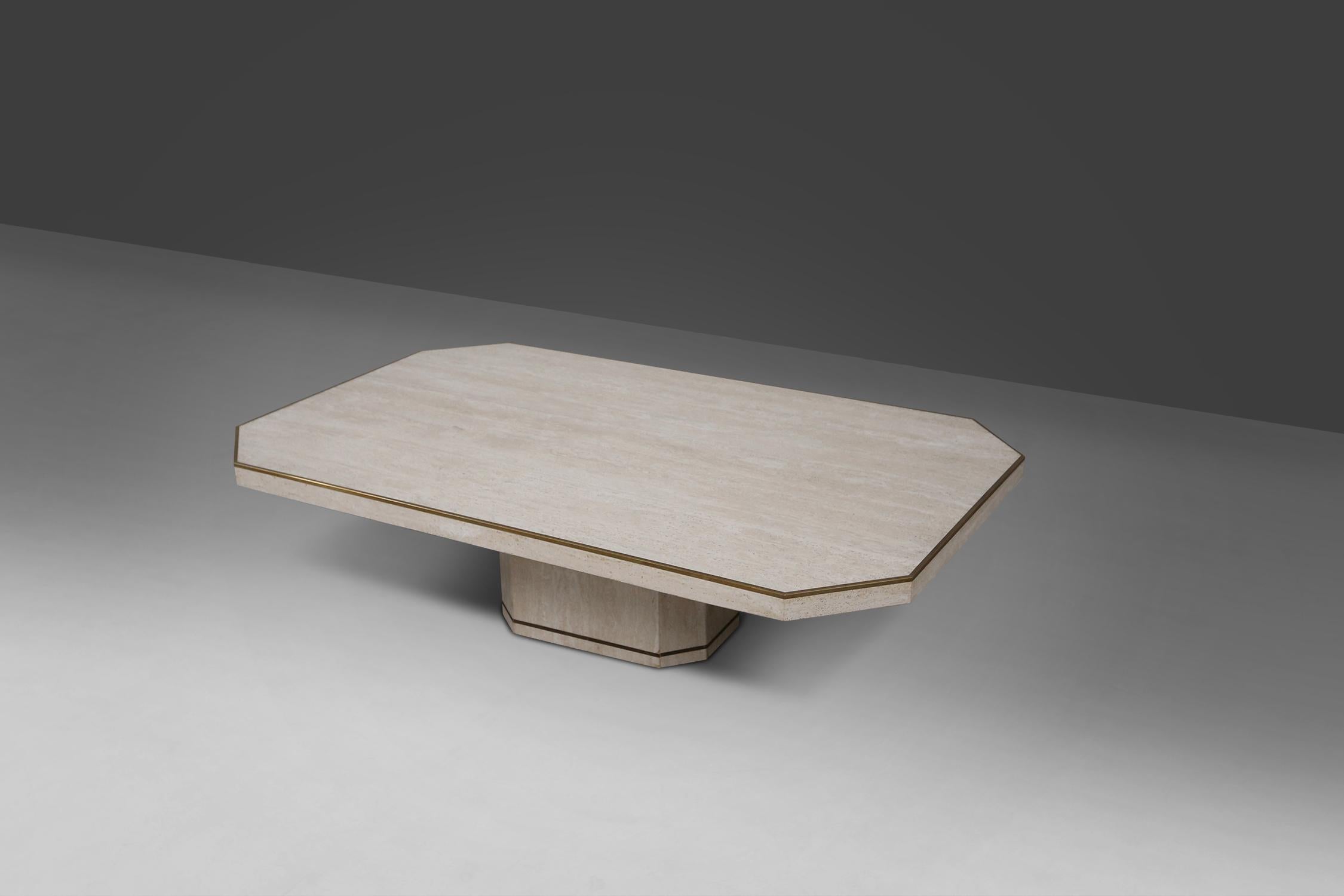 Willy Rizzo style Travertine Coffee Table For Sale 5